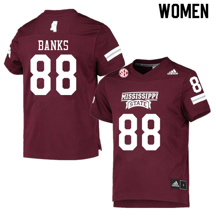 Women #88 Carson Banks Mississippi State Bulldogs College Football Jerseys Sale-Maroon